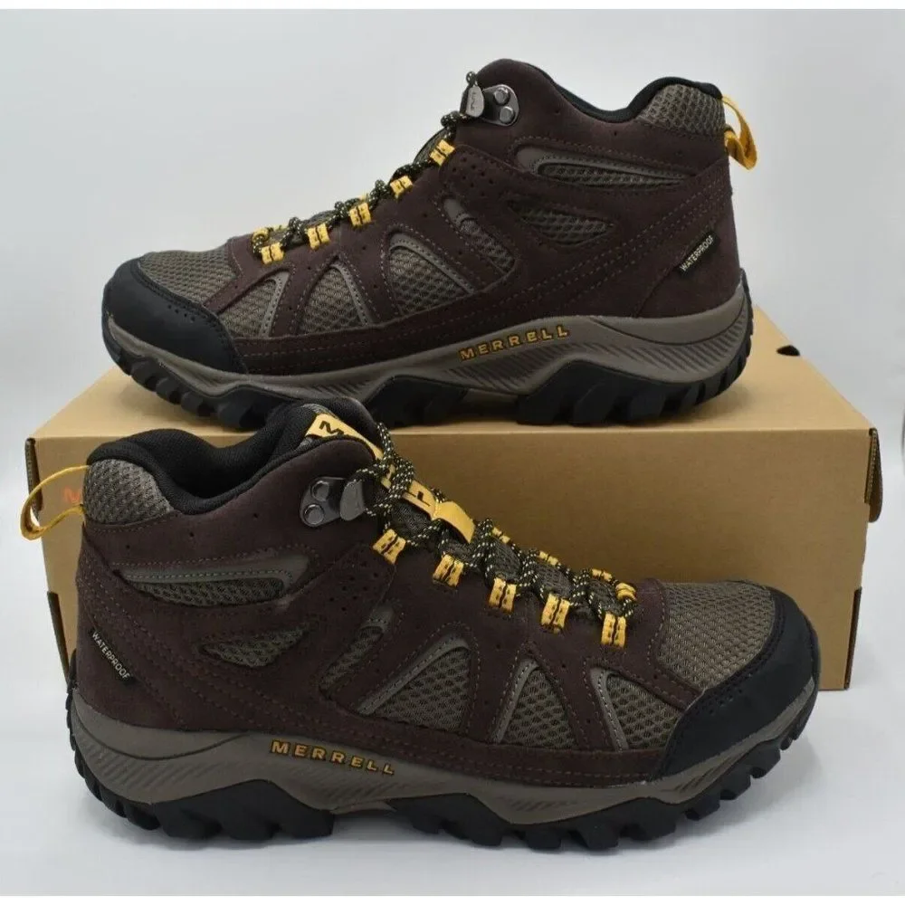 Merrell Mens Size 9 Oakcreek‎ Mid Waterproof Expresso Hiking Boots Shoes J03640